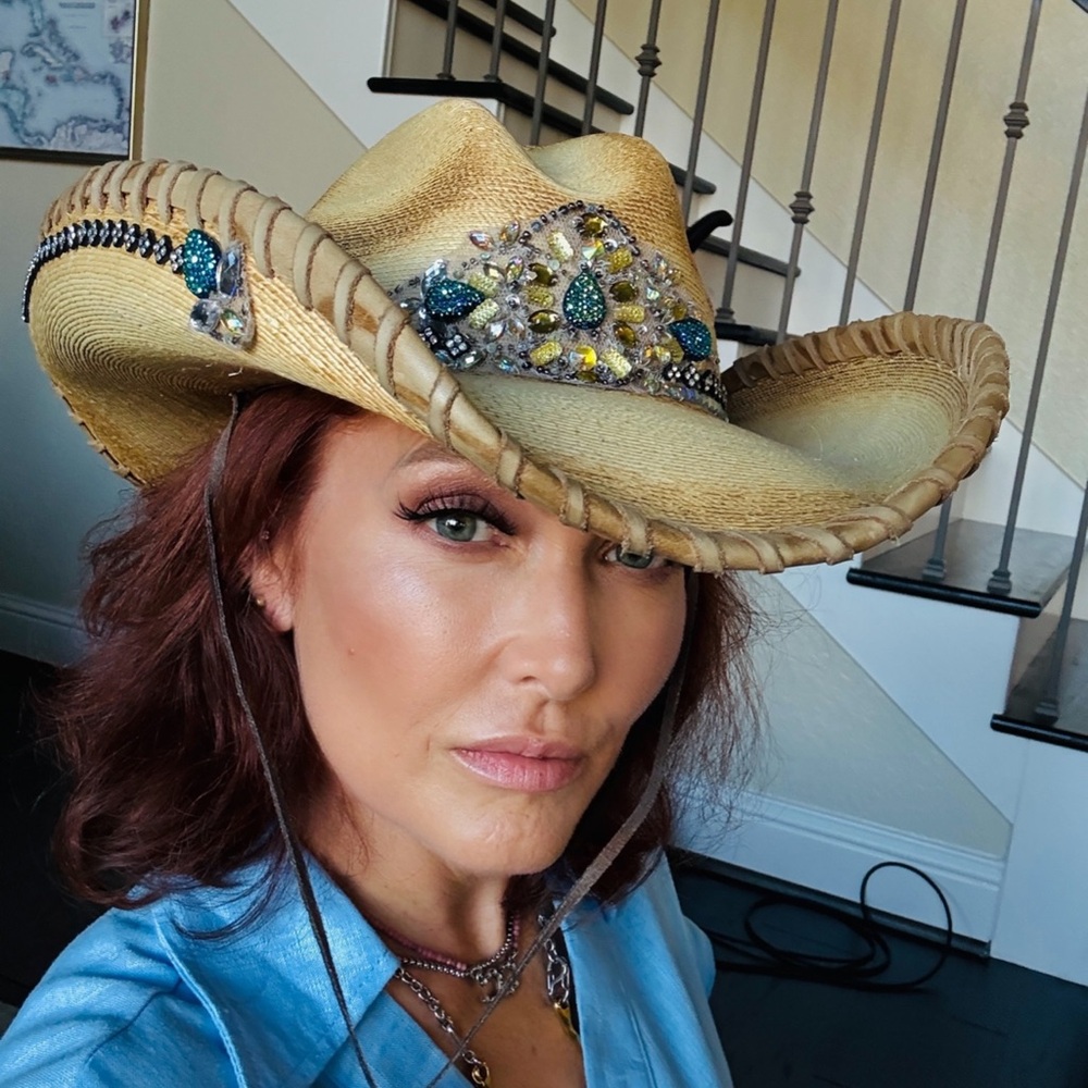 Embellished Tan Cowboy Hat 6 5/8